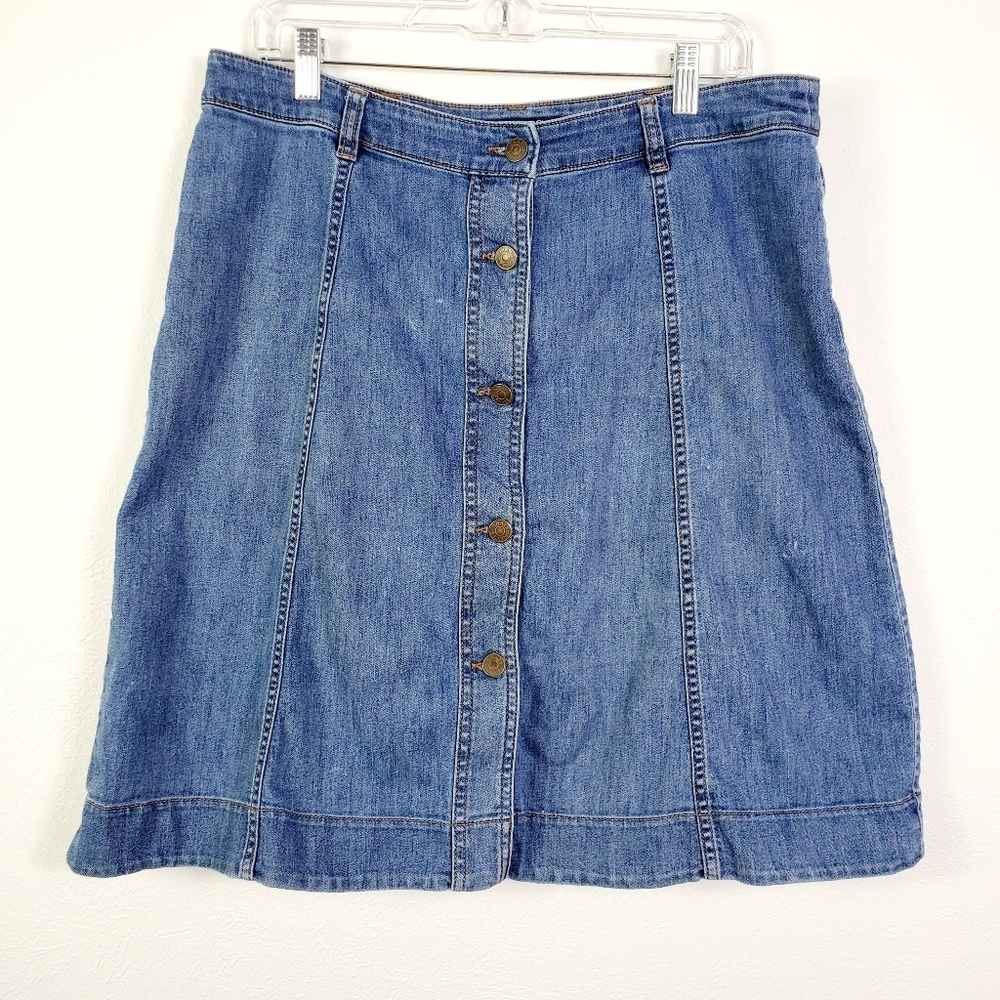 CHAPS DENIM BUTTON FRONT SKIRT